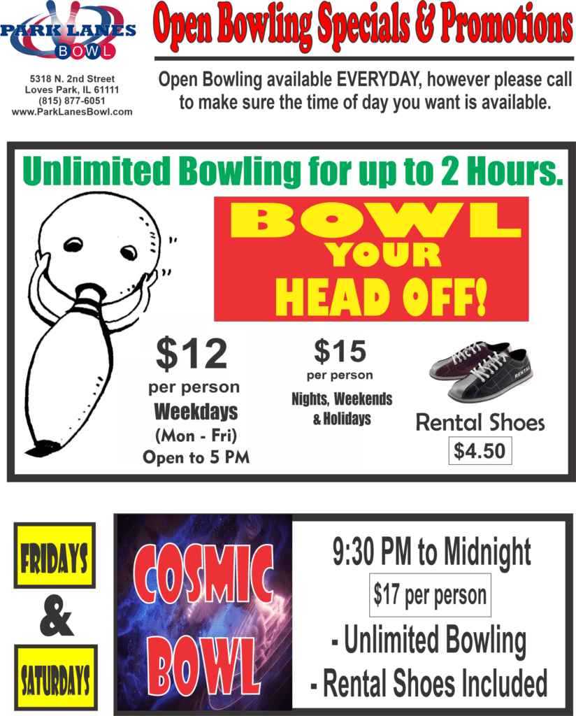 Open Bowling – Park Lanes Bowl | Loves Park, IL