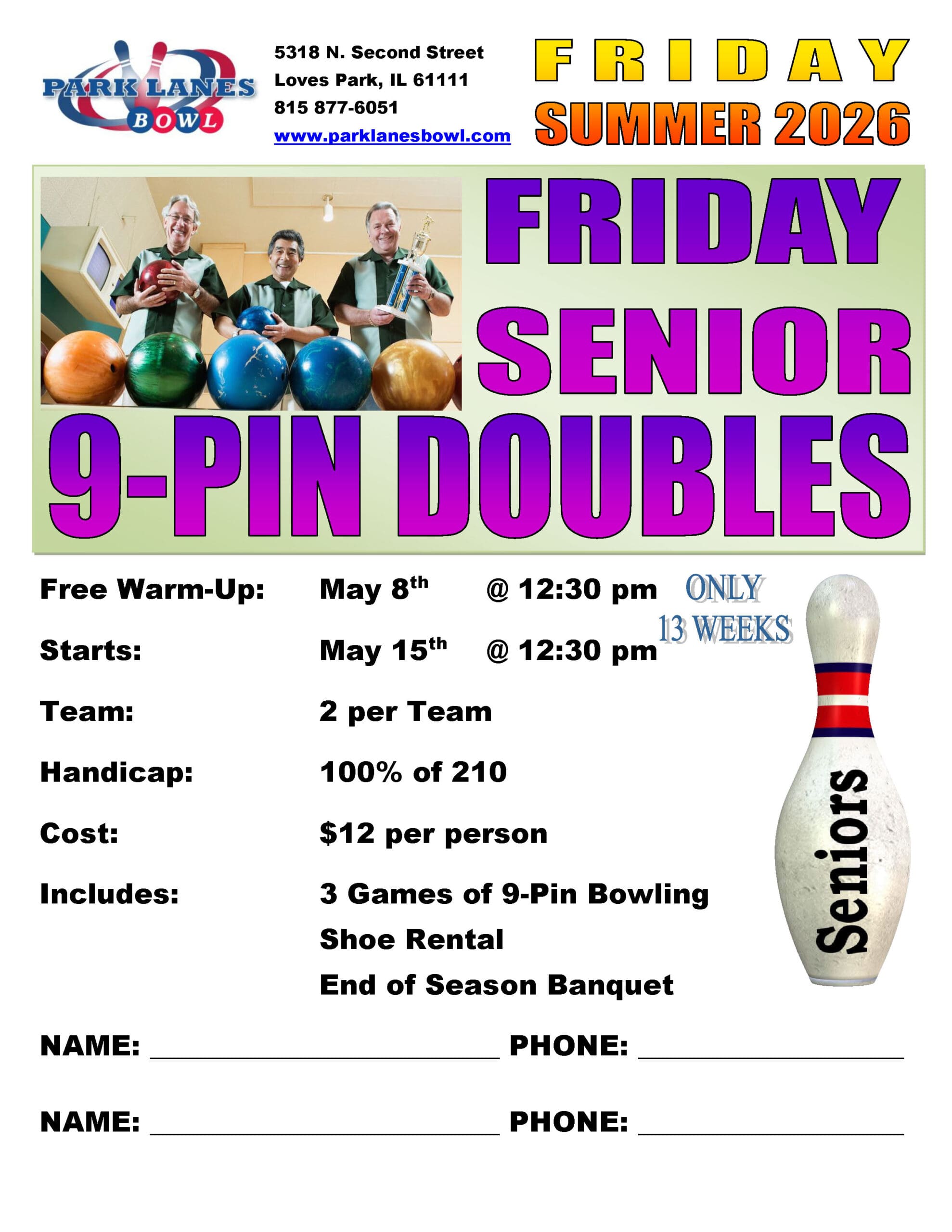 Friday - Spring 2026 Fri Senior 9-Pin Doubles