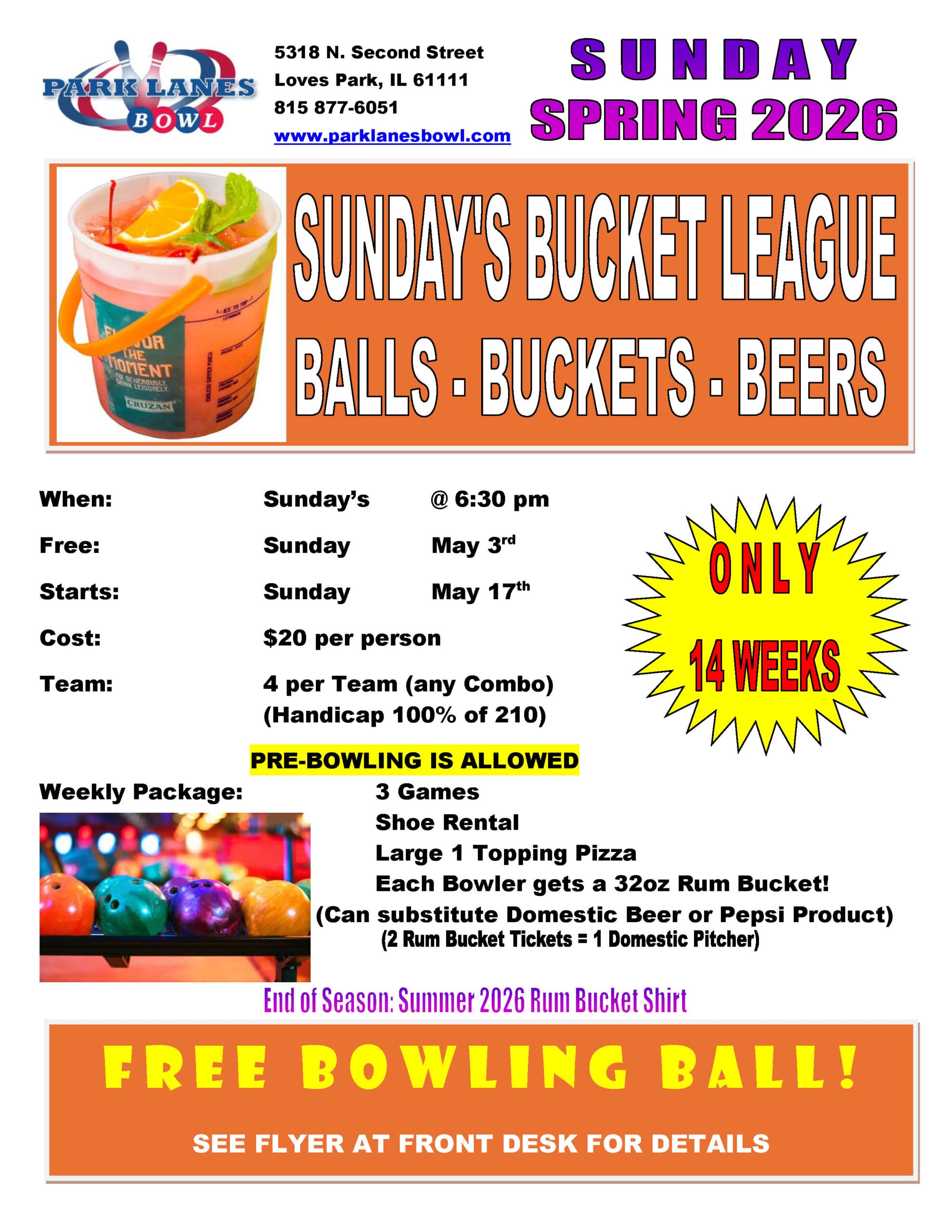 Sunday-Spring 2026 Sun Rum Bucket